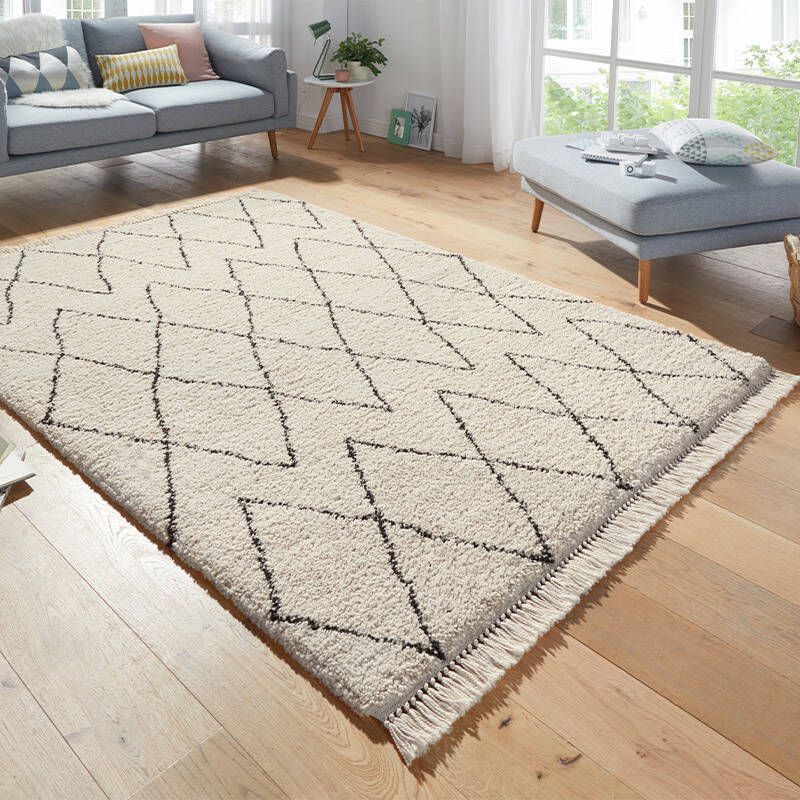 Mint rugs Hoogpolig vloerkleed Jade crème donkerbruin 120x170 cm - Foto 2