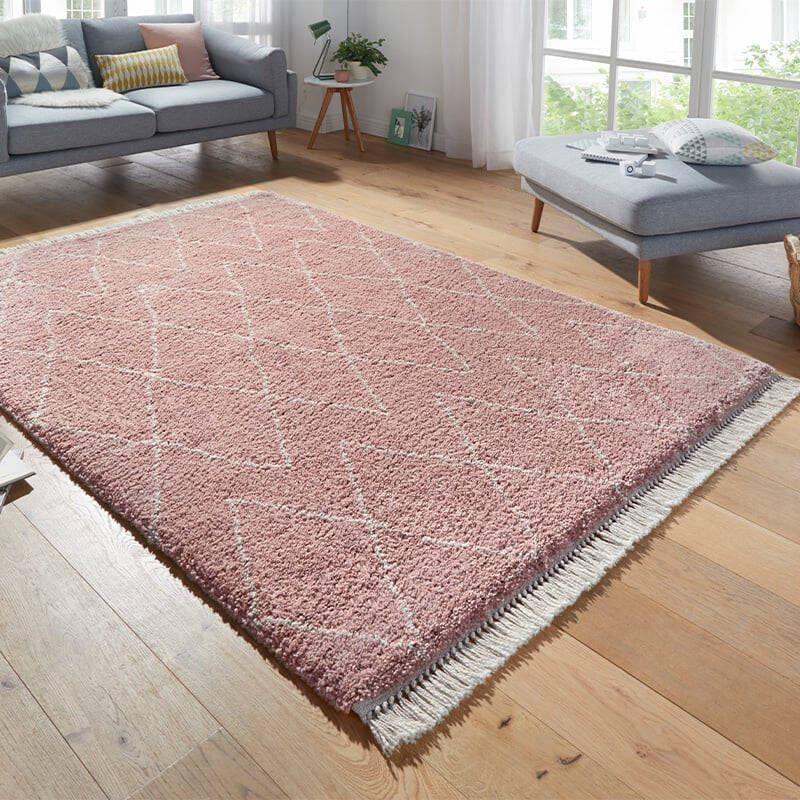 Mint rugs Hoogpolig vloerkleed Jade roze crème 160x230 cm - Foto 2