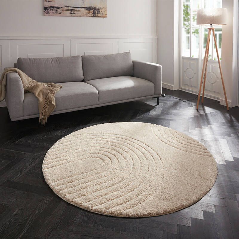 Mint rugs Rond designer vloerkleed 3D Fergus crème 160 cm rond - Foto 2