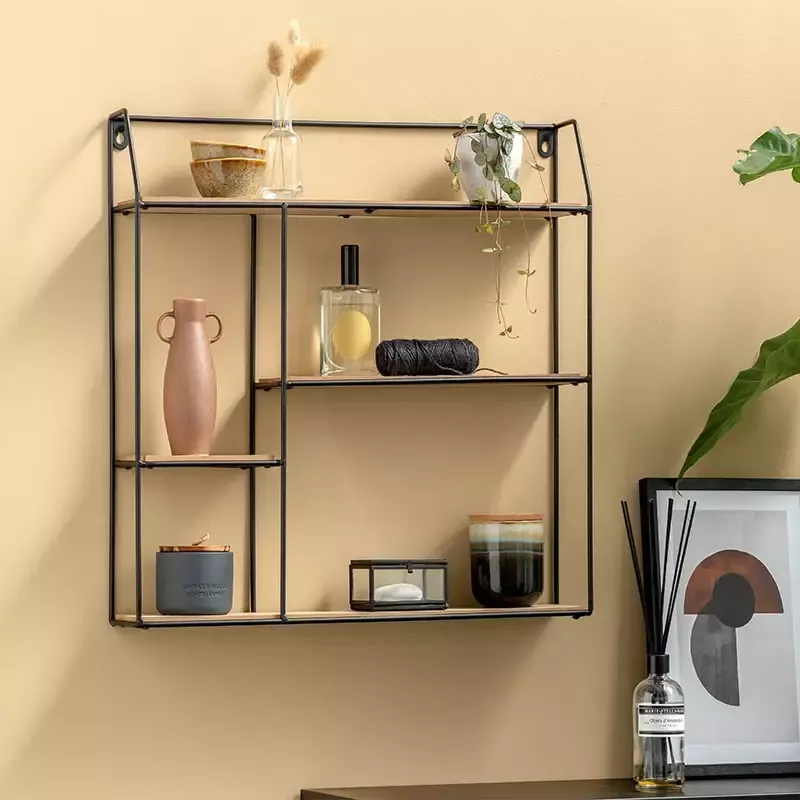 Lifa-Living Industrieel wandrek industriële planken ijzer plantenrek muur decoratie - Foto 2