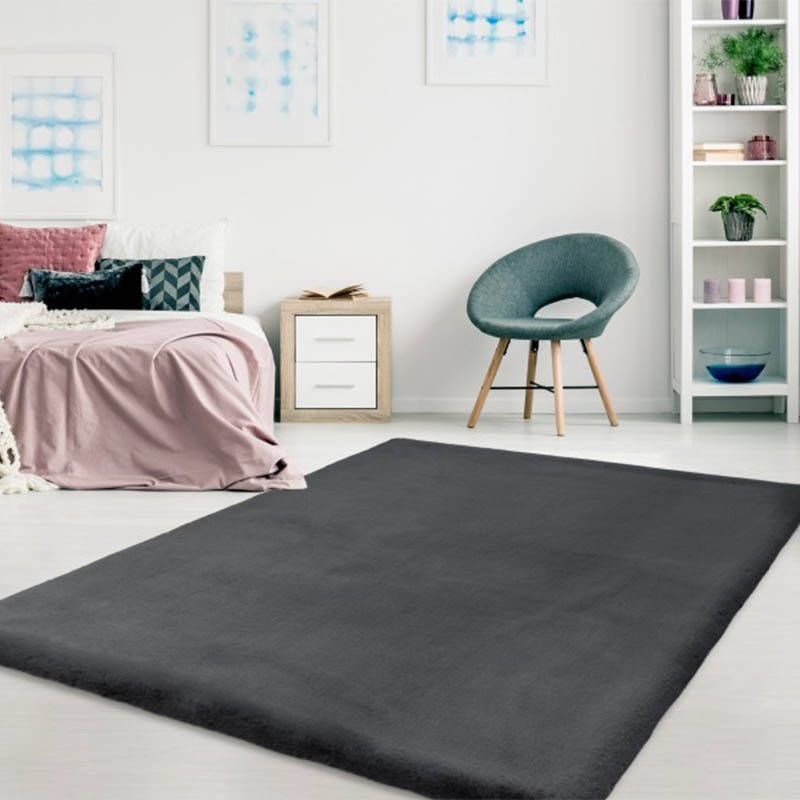 Lalee Heaven Vloerkleed Tapijt – Karpet Hoogpolig Superzacht Fluffy Shiny- Silk look- rabbit- 120x170 cm grafiet antraciet - Foto 3