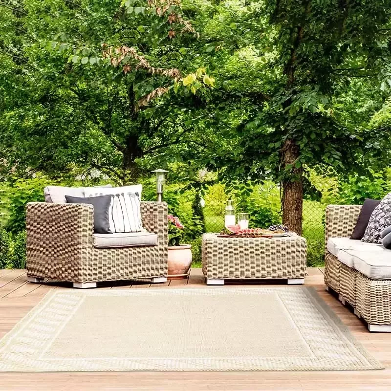 Lifa garden Indoor en Outdoor Vloerkleed Weerbestendig Buitenvloerkleed Crème Tuinkleed voor Balkon en Terras 200 x 290 cm