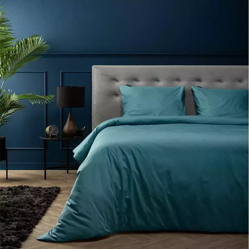 WoonQ.nl Percale-Katoen Uni Aqua