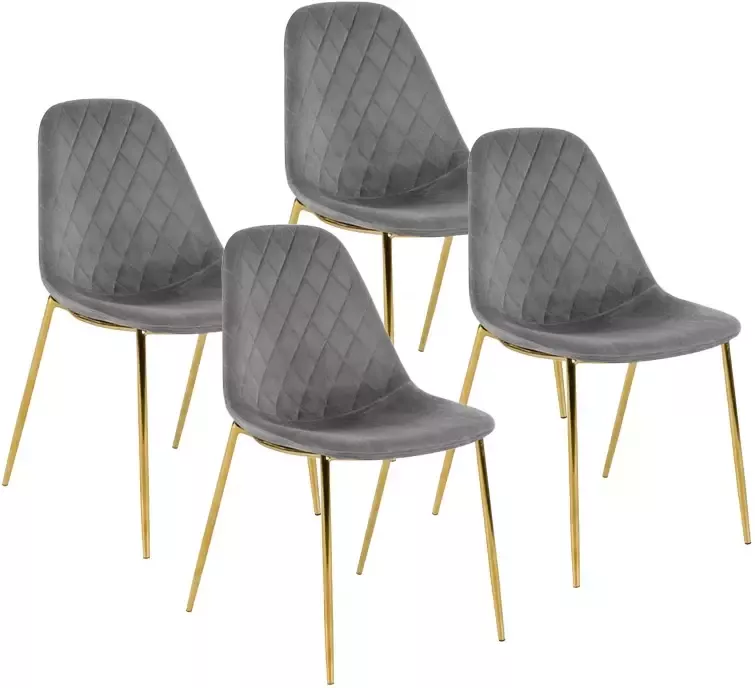 WoonQ.nl Set van 4 Eetkamerstoel Tessa Goud Onderstel