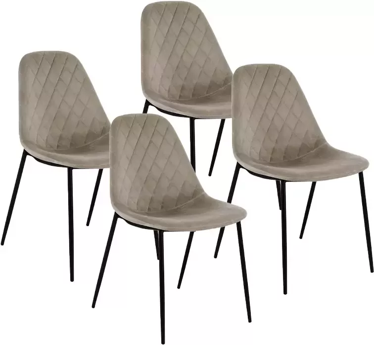 WoonQ.nl Set van 4 Eetkamerstoel Tessa Zwart Onderstel