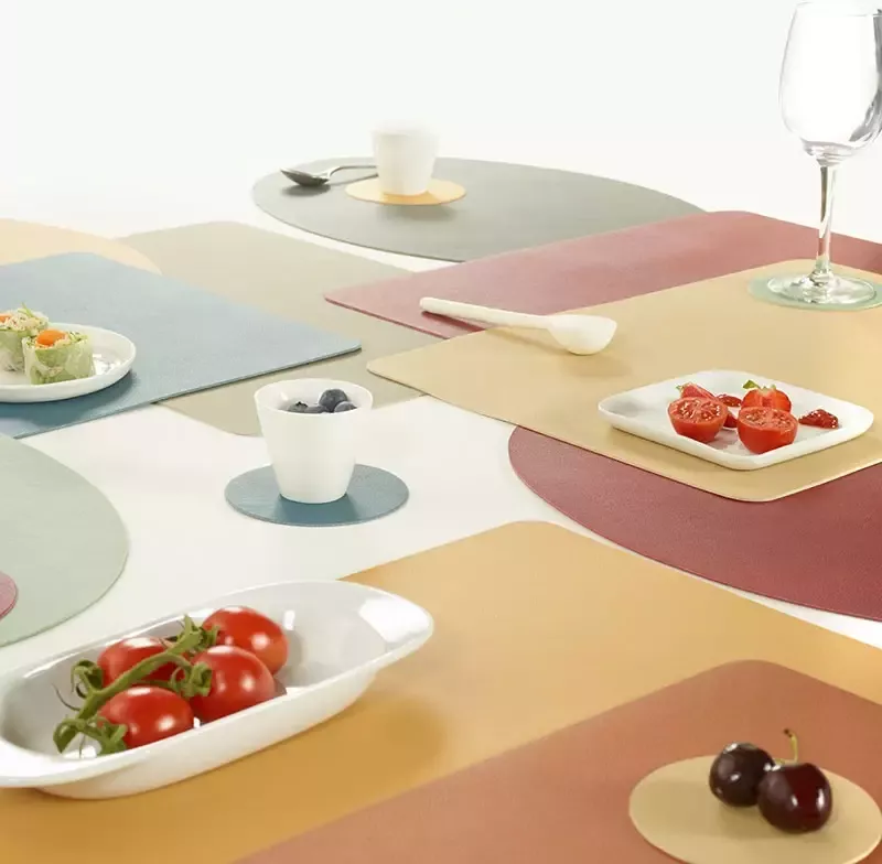 ZicZac Mesapiu Placemat lederlook Rechthoek Sand Set van 6