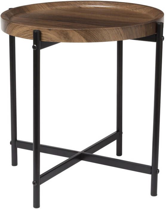 Xenos Bijzettafel met los dienblad zwart ø43x43