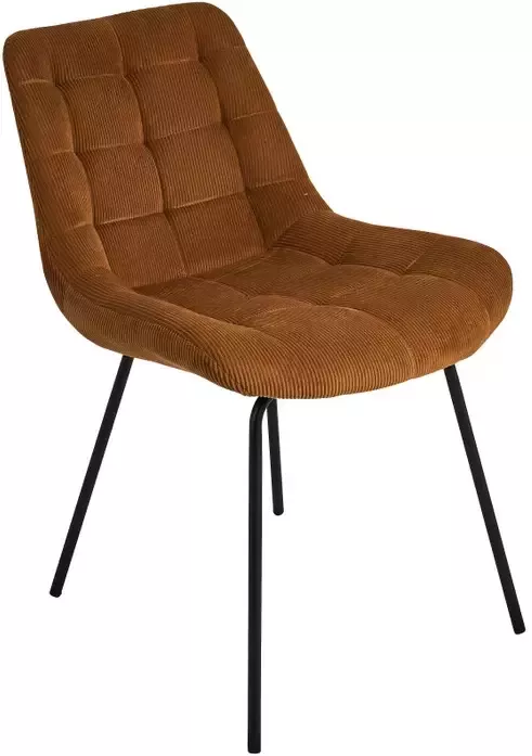 Xenos Eetkamerstoel ribstof cognac 84x52x52 cm