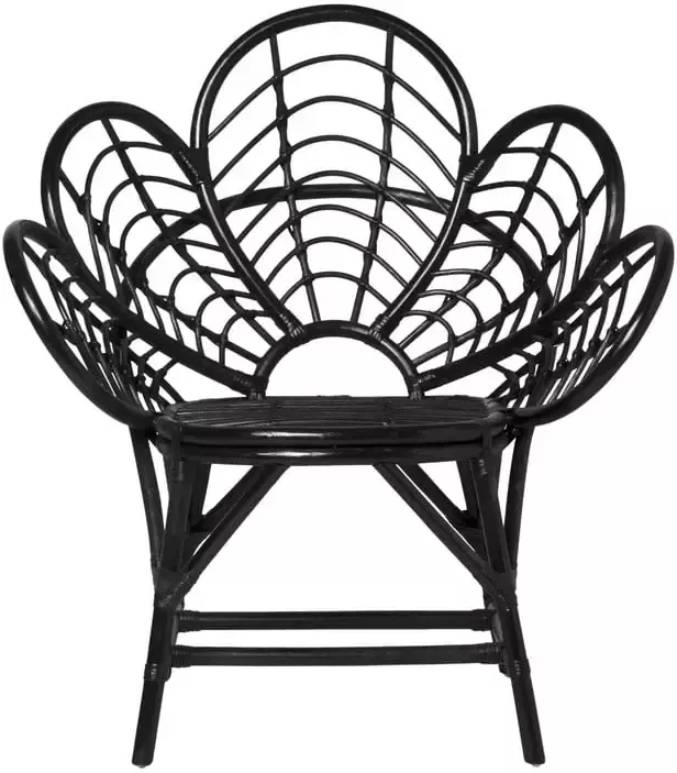 Xenos Rotan lotus kuipstoel zwart 97x89x64 cm